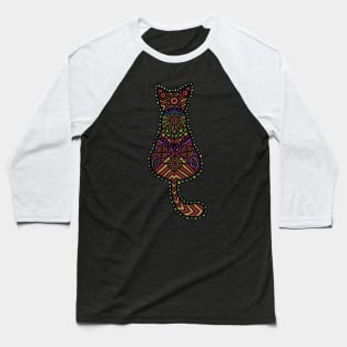 Mandala Cat mute rainbow colours Baseball T-Shirt